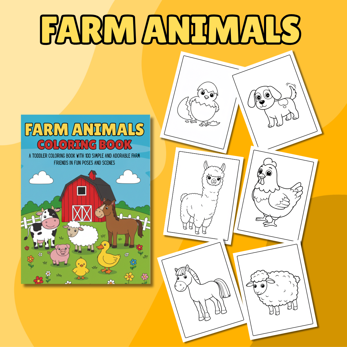 Farm Animals Coloring Book for Toddlers