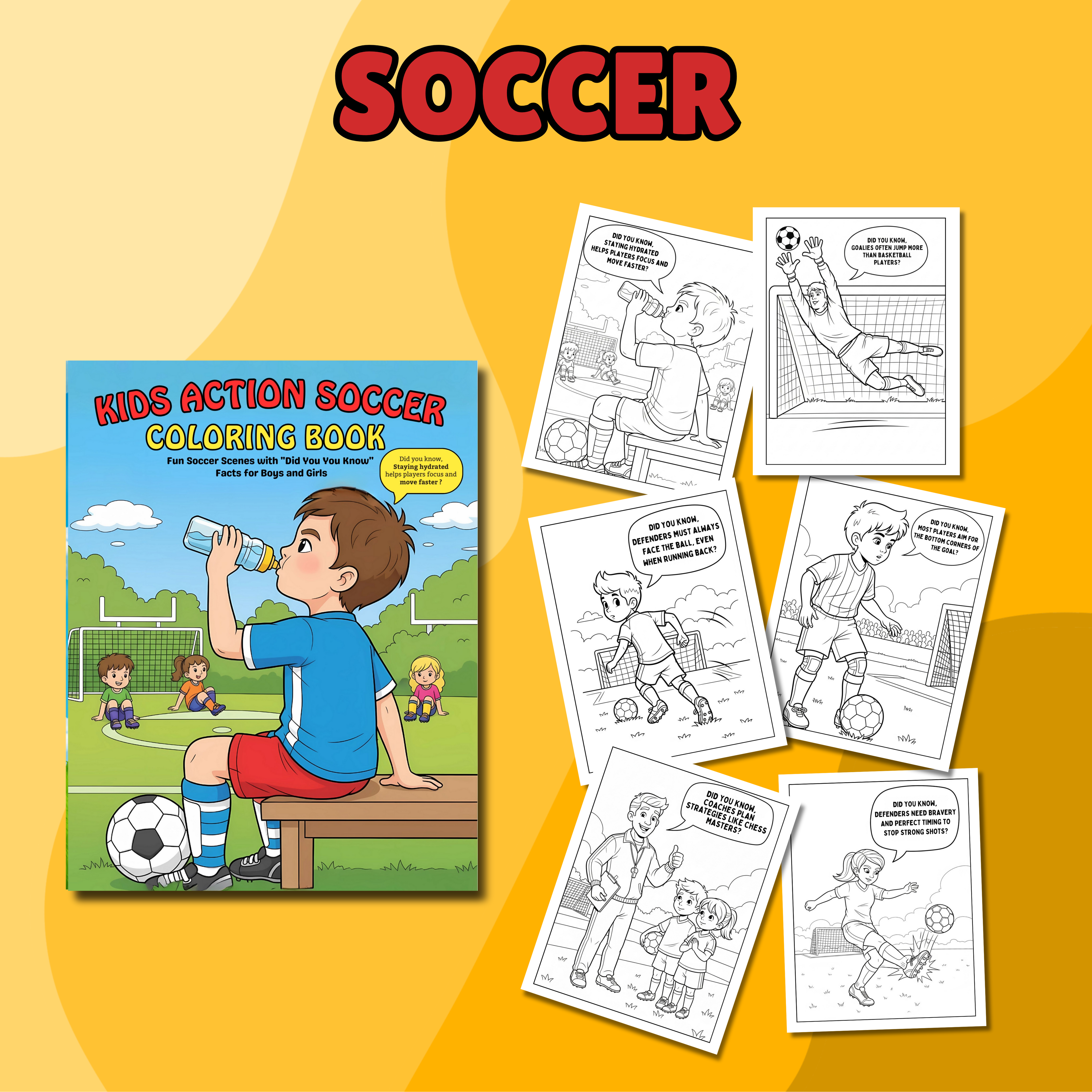 Kids Action Soccer Coloring Book for Boys and Girls